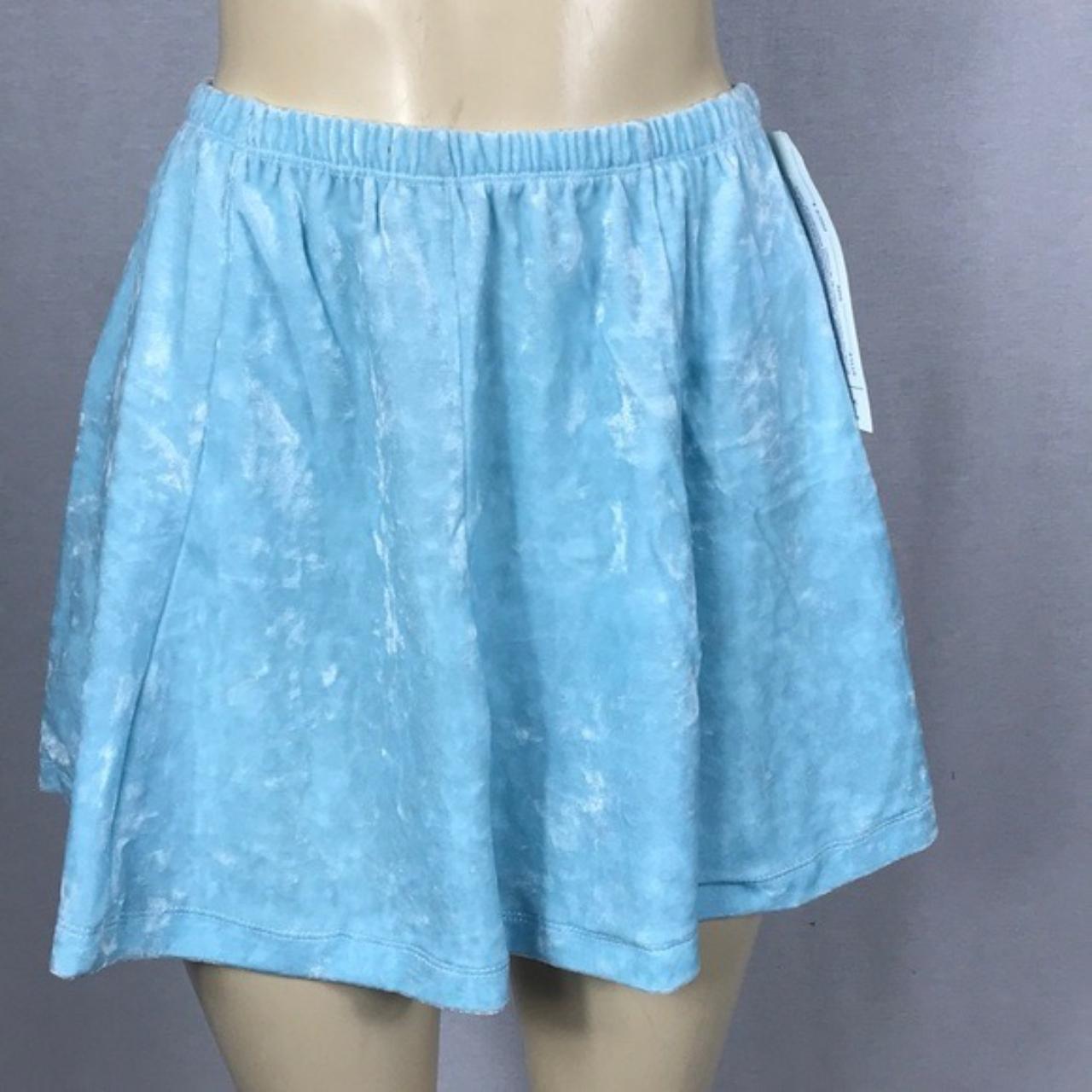 Light blue shop velvet mini skirt