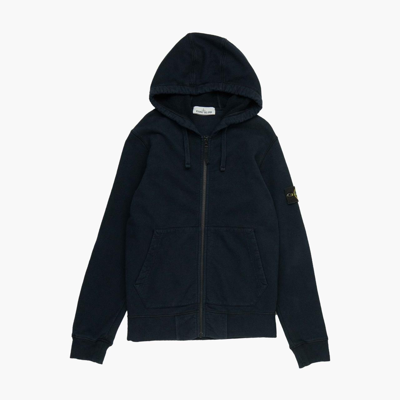 Stone Island Men's Navy and Blue Hoodie Depop