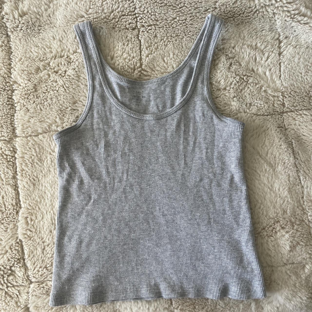 🍒 brandy tank top 🍒 - light grey ribbed - super... - Depop