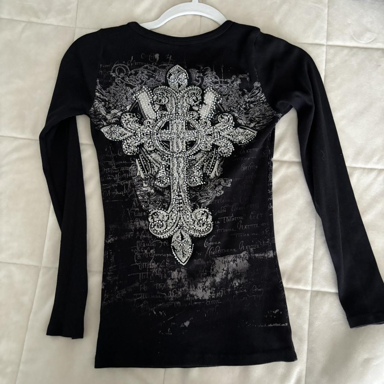 Black grunge y2k long sleeve - so cute and comfy -... - Depop