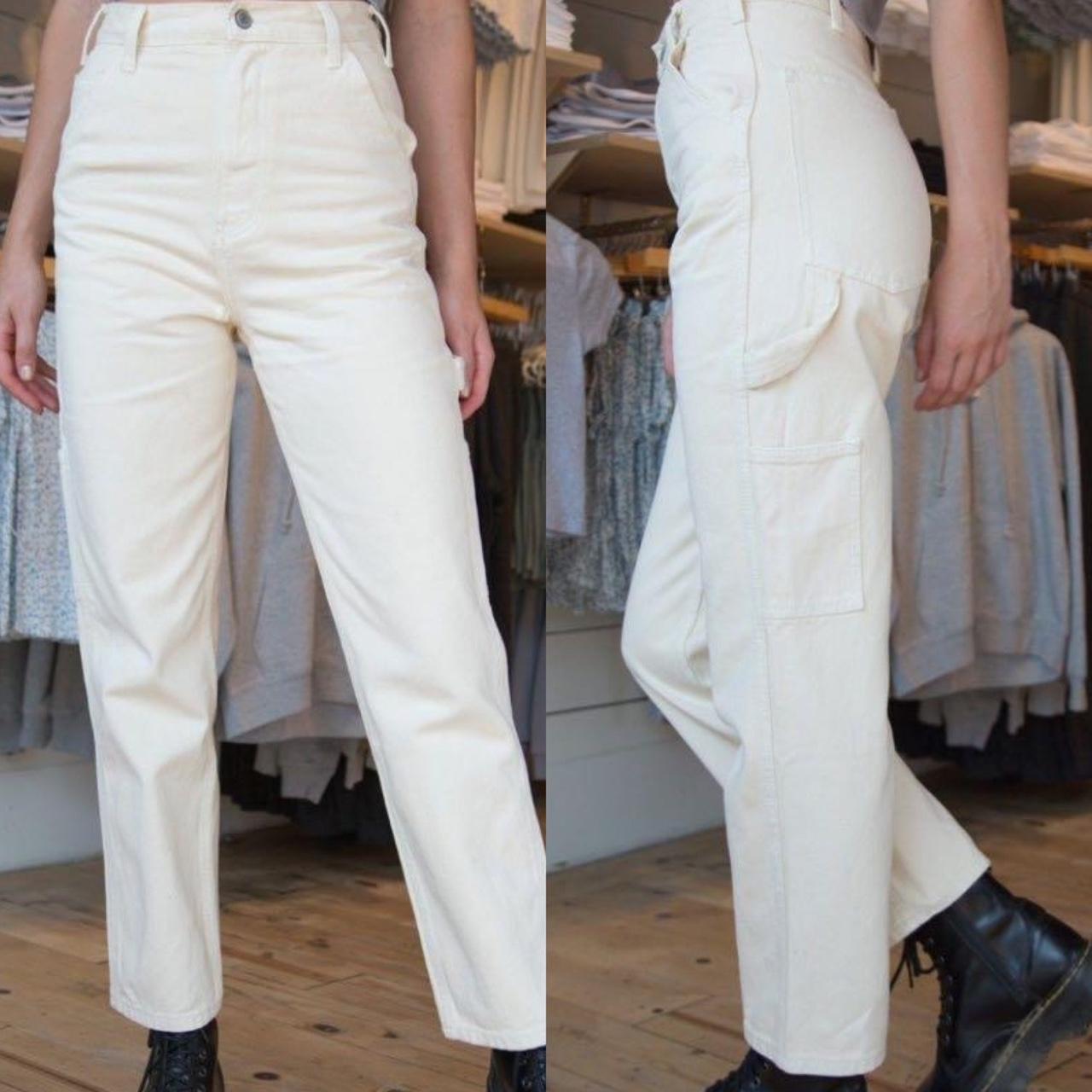 Brandy Melville Ariana Painter Pants in Beige One... Depop