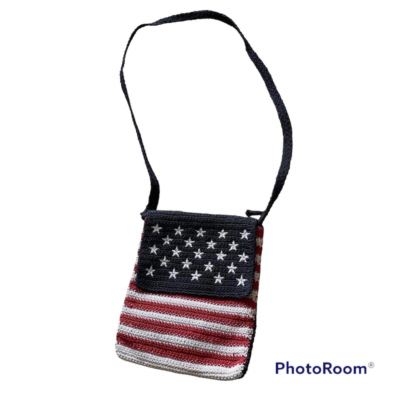 American flag knit crochet crossbody bag, Cute...