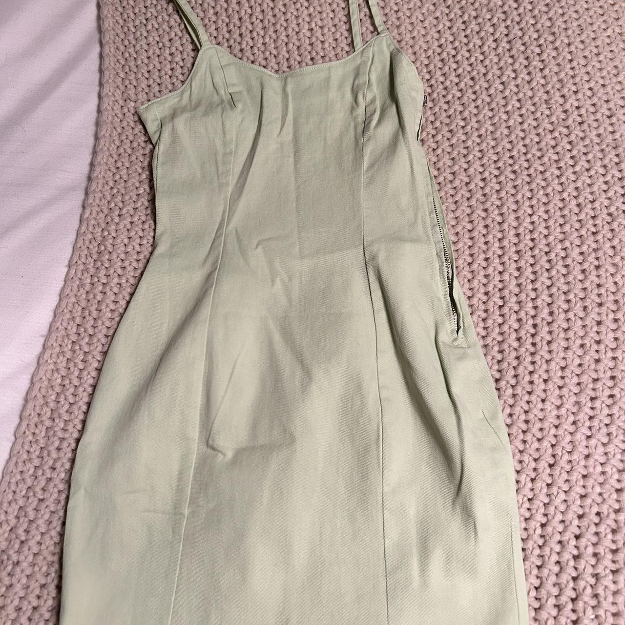 H&M green denim dress size xs never worn but tags... - Depop