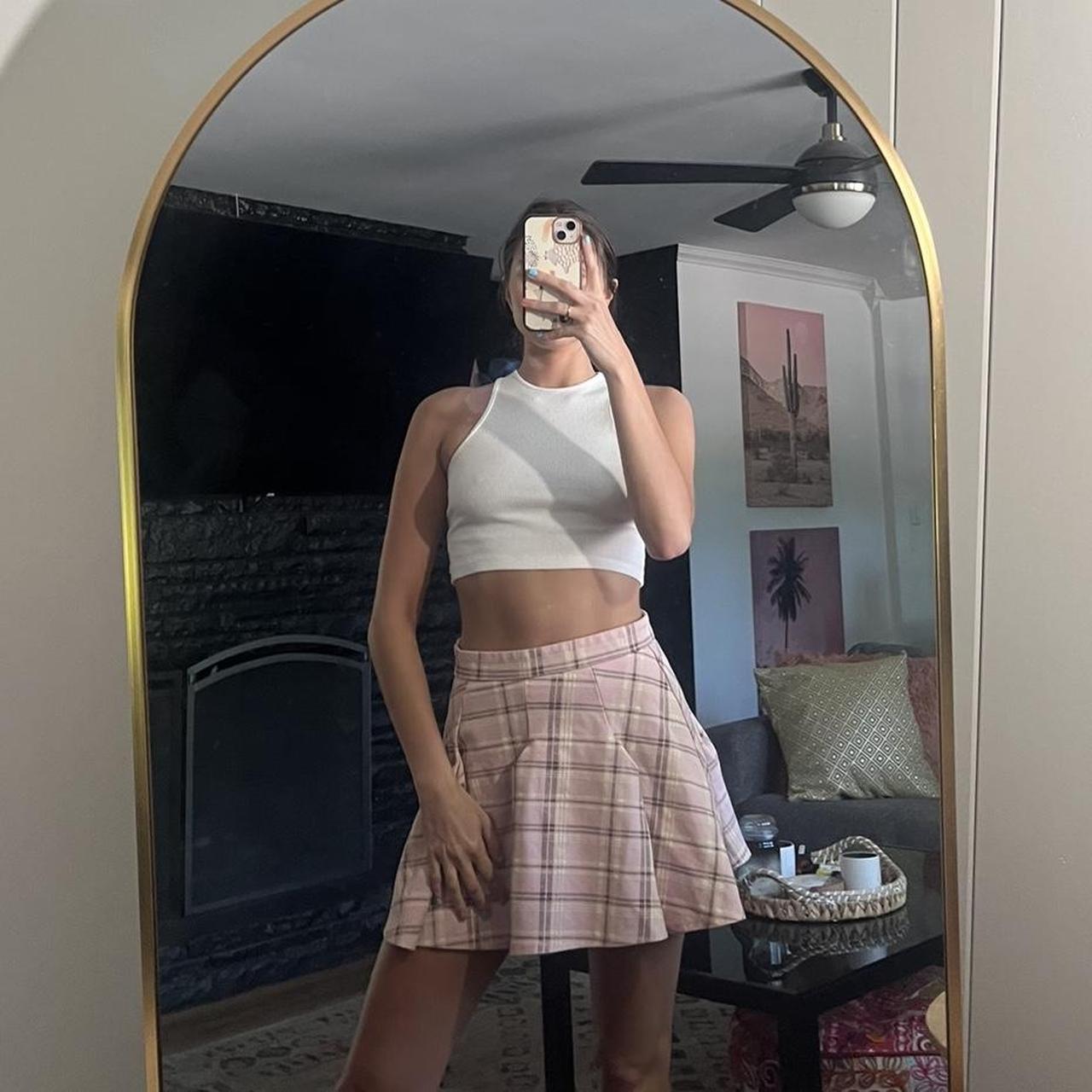 I am gia shop pink plaid skirt