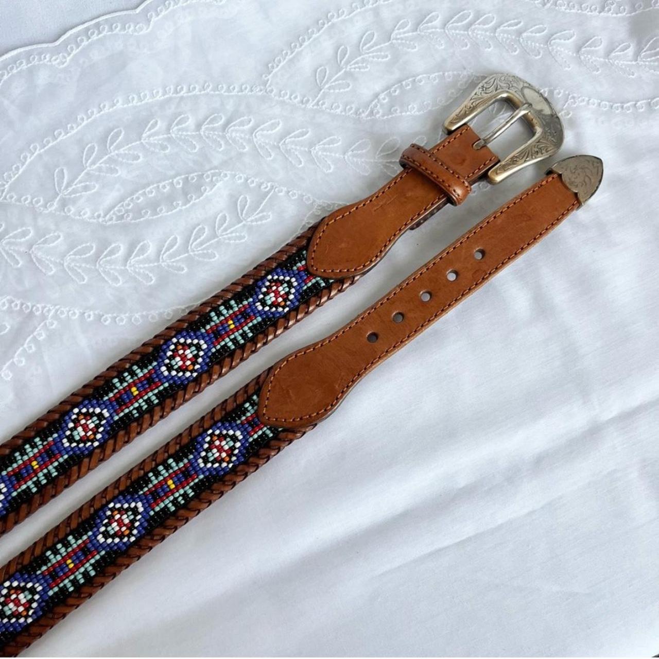 Vintage 90s Eddie Bauer Beaded Western Brown Leather | Depop