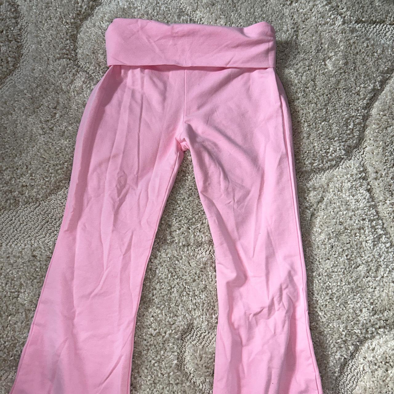 Edikted Pink Flare Leggings Super Cute Fold Over Depop