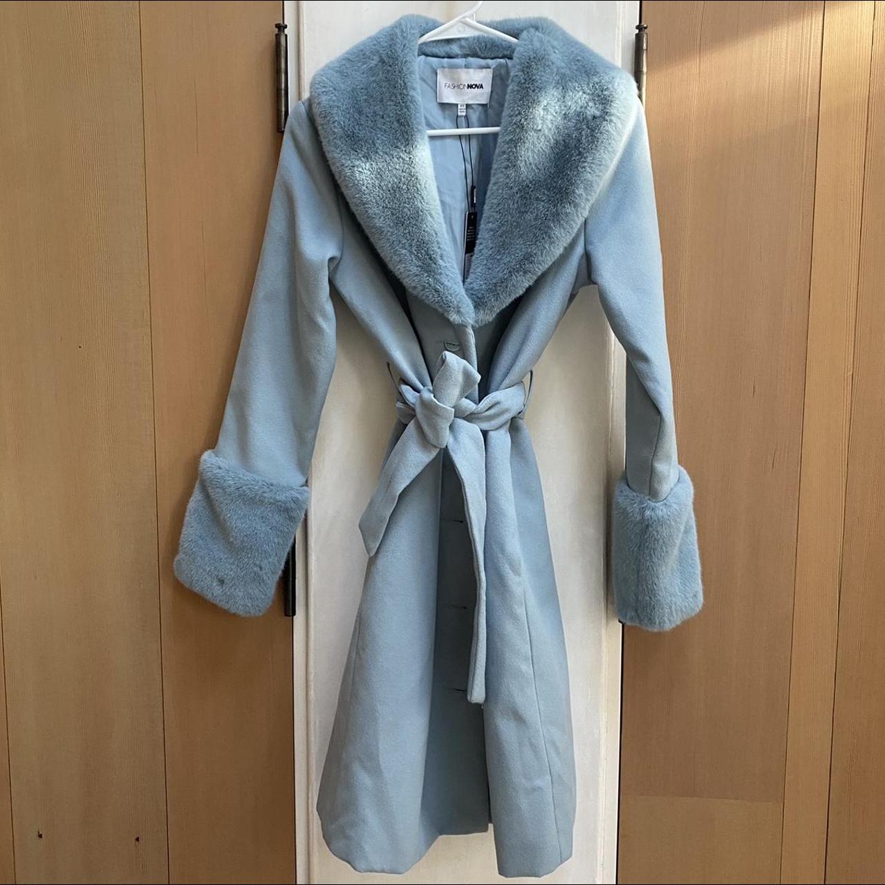 Fashion nova 2024 blue fur coat