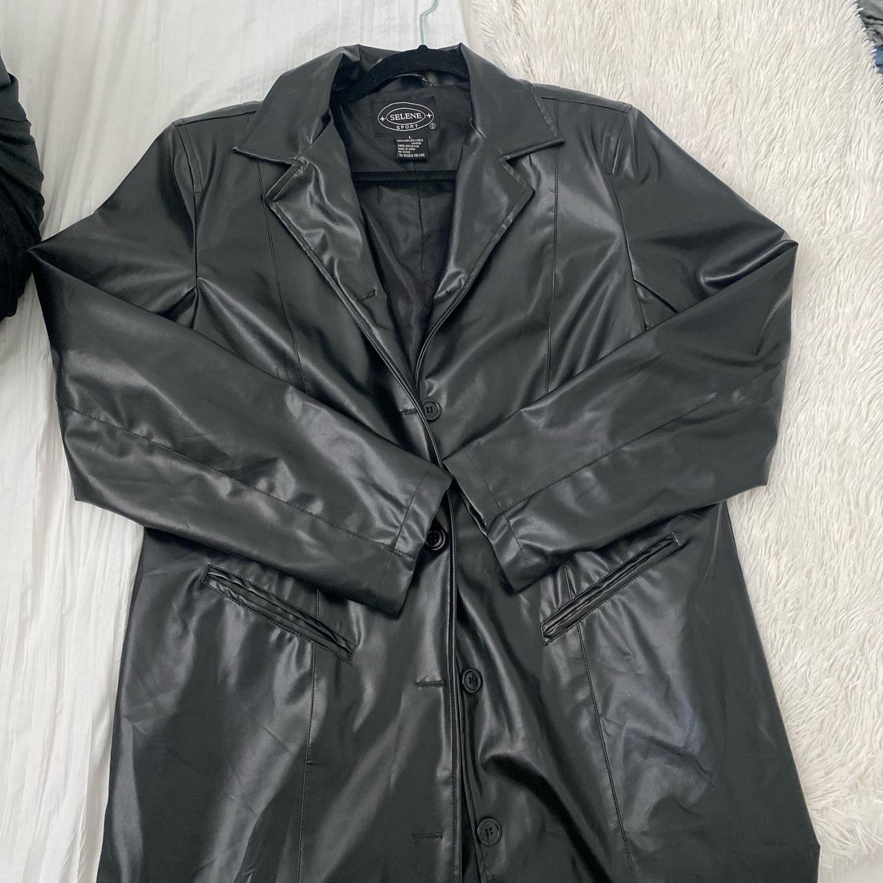 Faux leather long jacket - size L women’s How it... - Depop