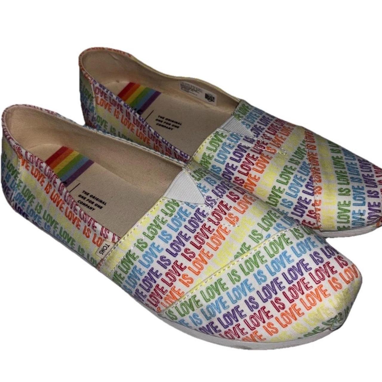 TOMS Women's Loafers Multi US – Rainbow pride TOMS canvas