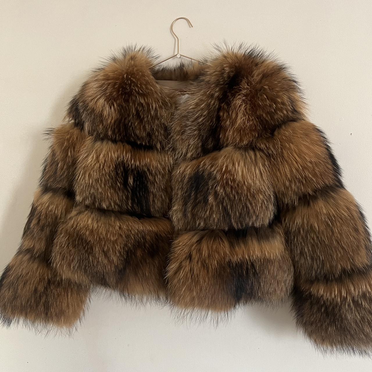 Classy fox fur jacket - chestnut Size L but can... - Depop