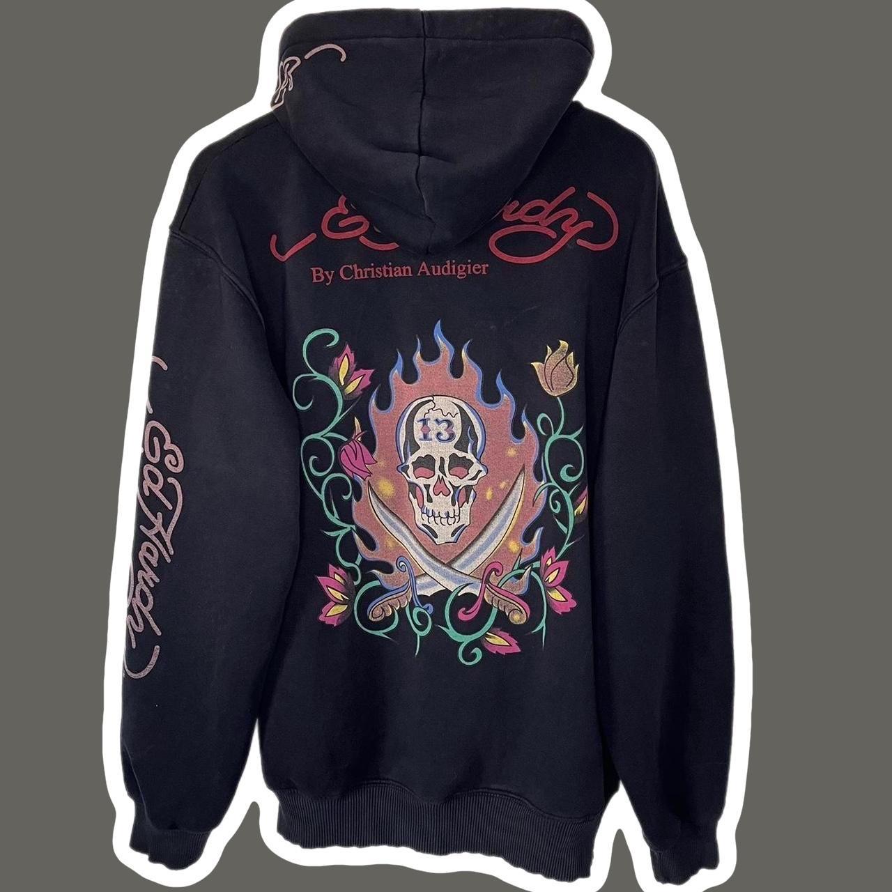 Ed Hardy Men's Black Hoodie | Depop