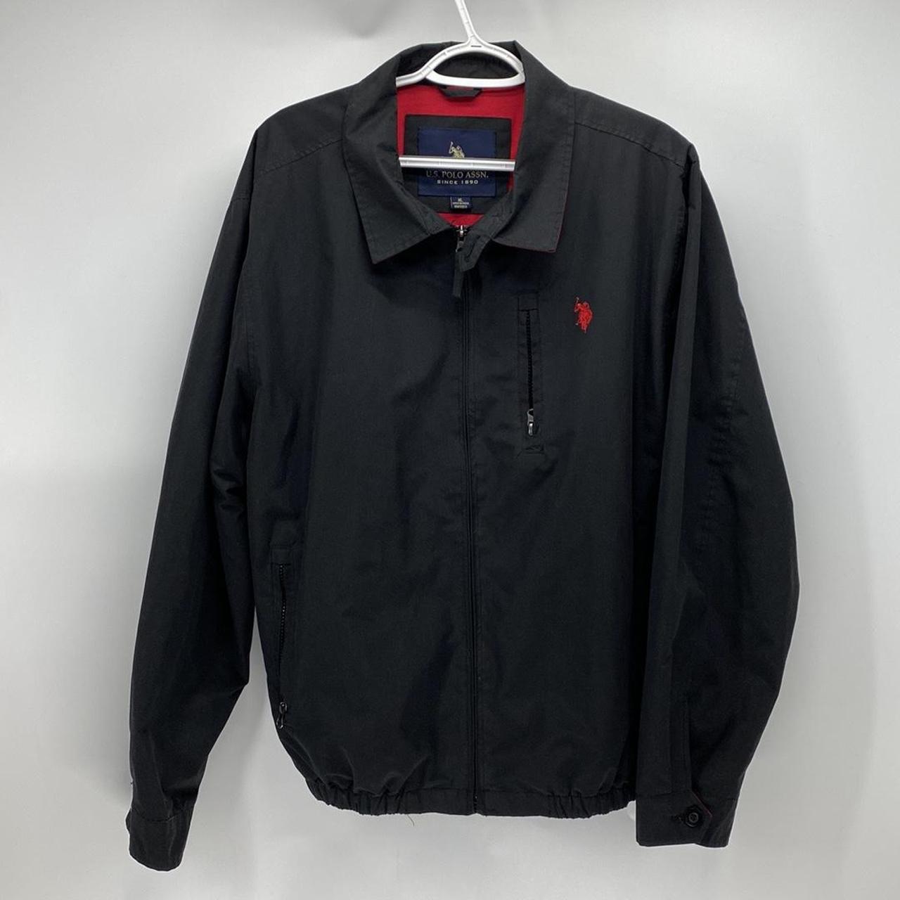 次回発送　その2 U.S POLO ASSN bayport cotton jacket black red logo | Depop