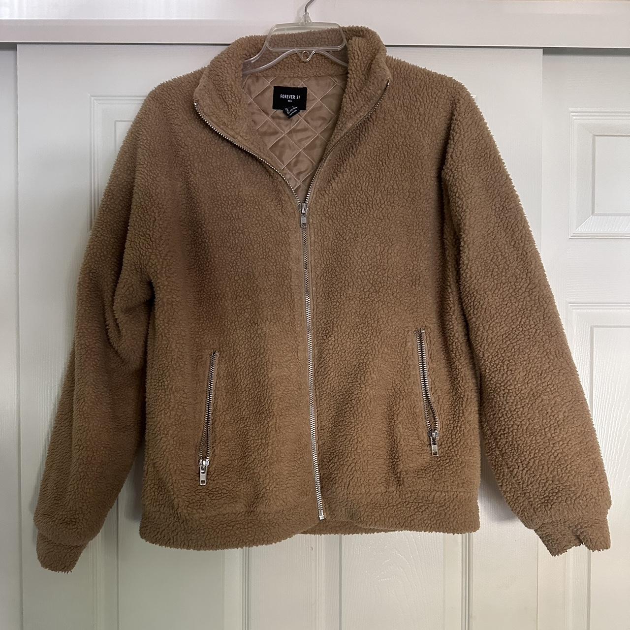 forever 21 brown teddy jacket Depop