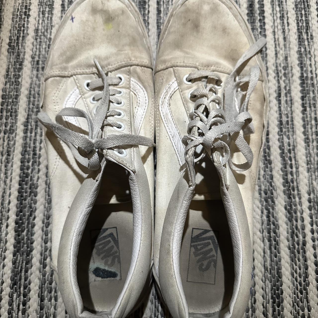 Beat up all white vans …. Size 13 - Depop