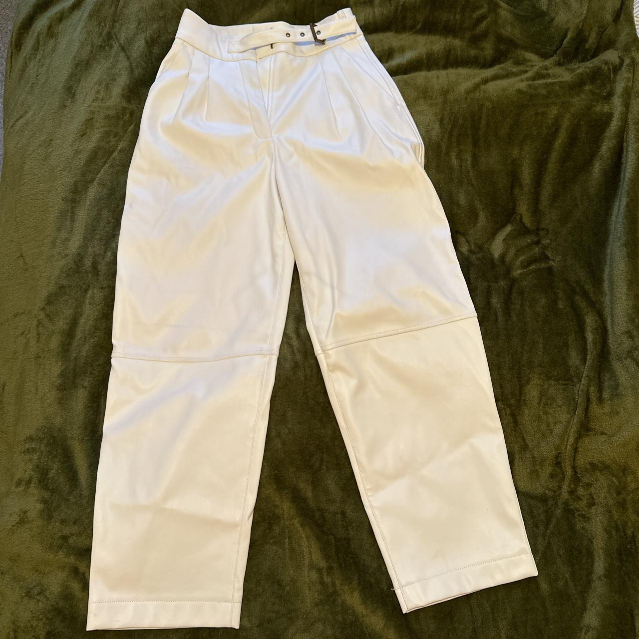 Twinset white trousers, size 38. Leather-like... - Depop