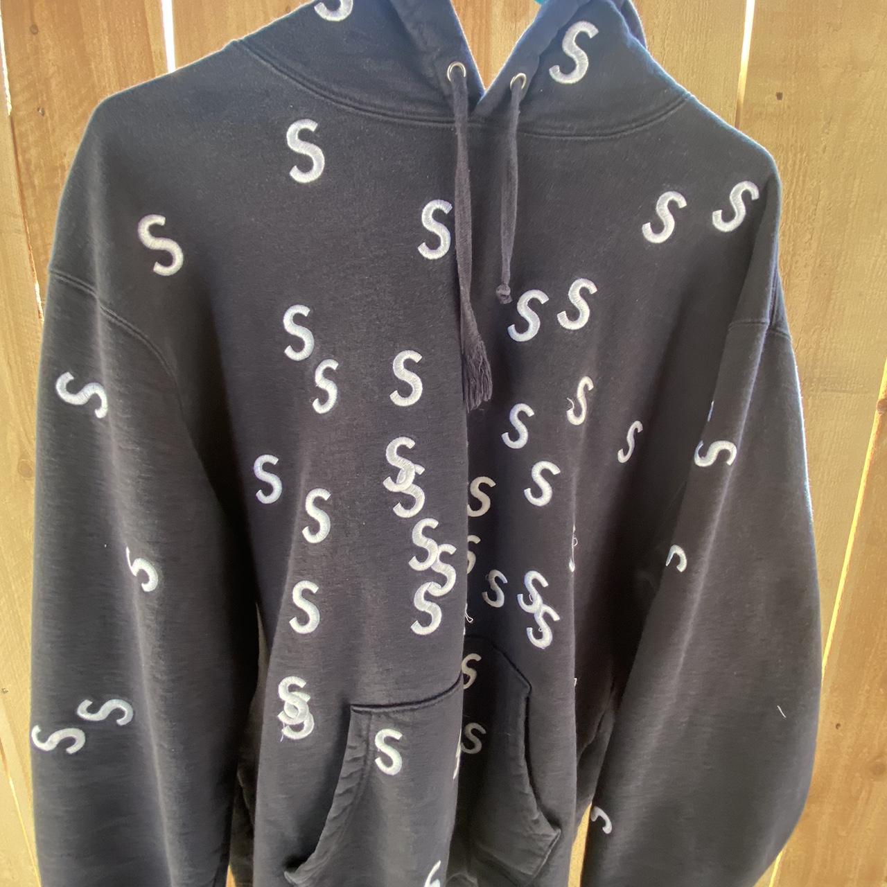 Supreme S all over except the back navy blue hoodie... - Depop