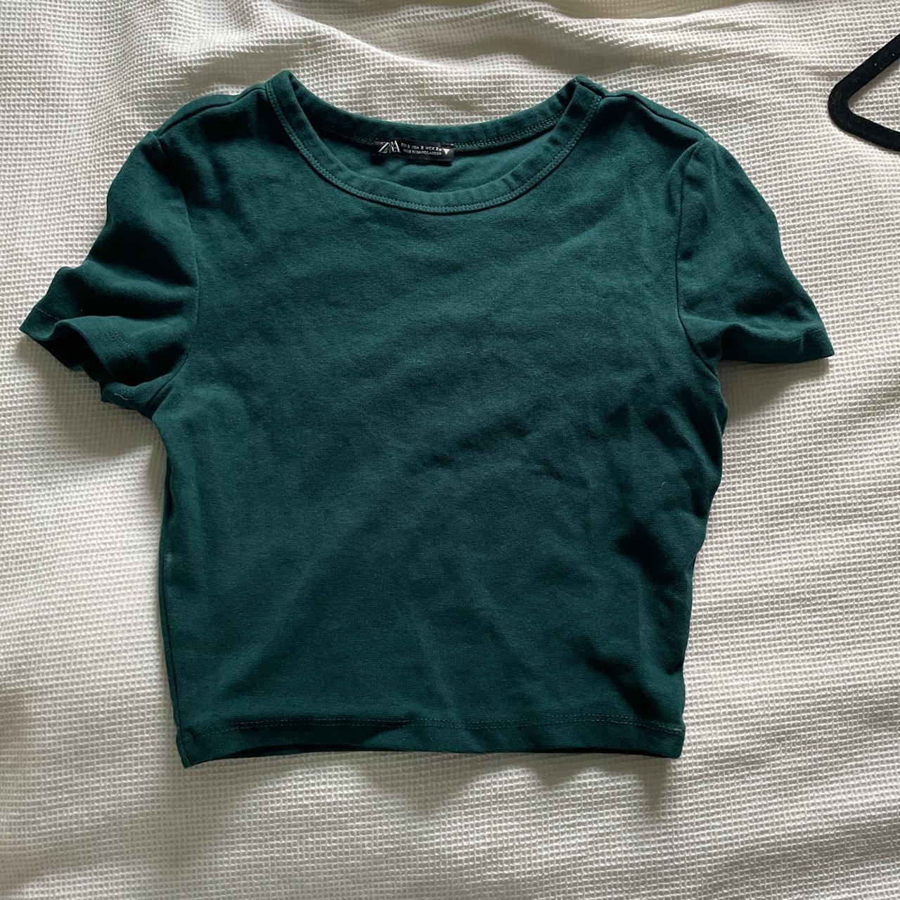 Green Zara cropped Tshirt// never been worn// size... Depop