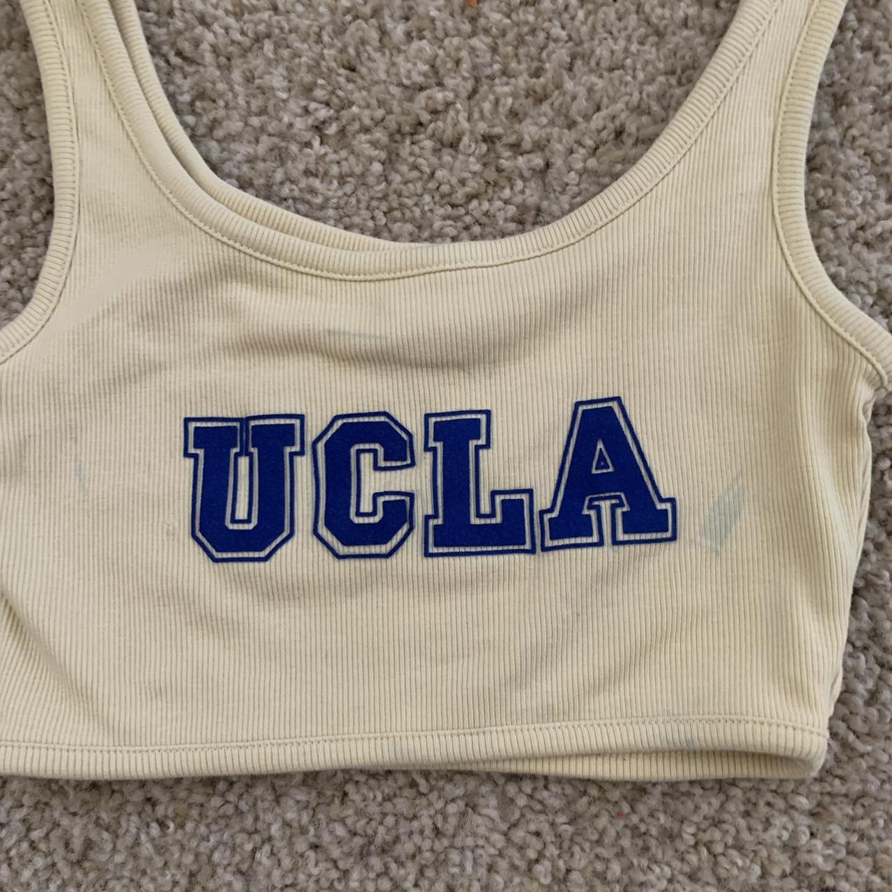 Cotton On Women's Yellow and Blue Croptop Depop