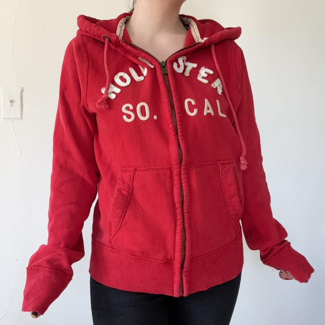 Hollister red and white on sale hoodie