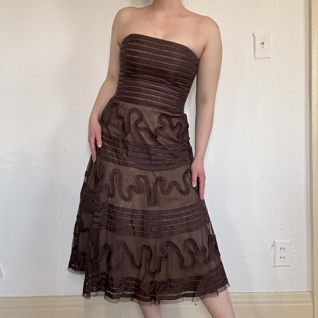 BCBG Max Azria Homecoming Dress Brown chiffon. Depop