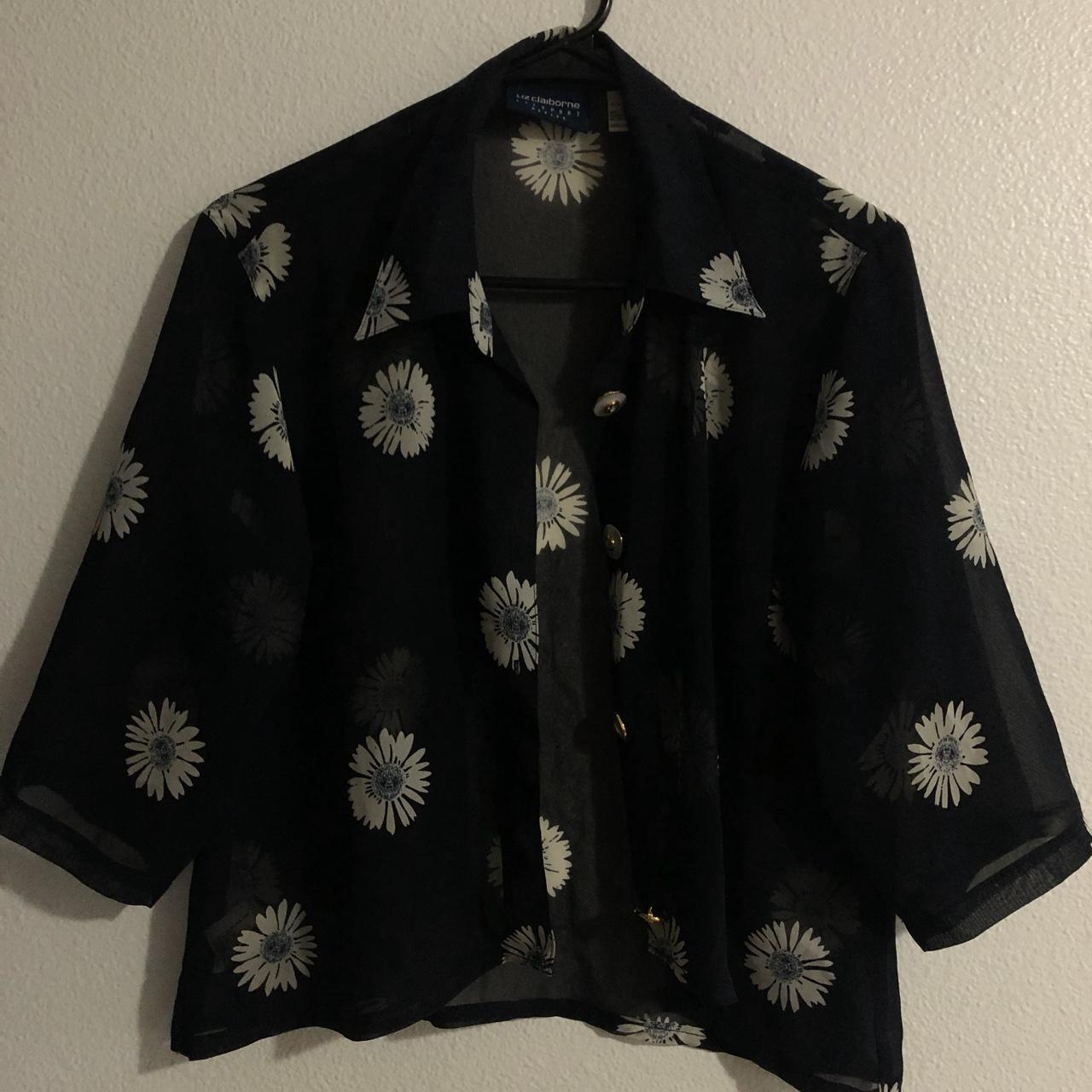 Liz Claiborne Women's Navy and White Blouse