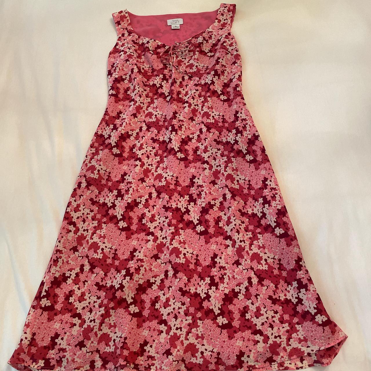 Loft pink floral dress best sale