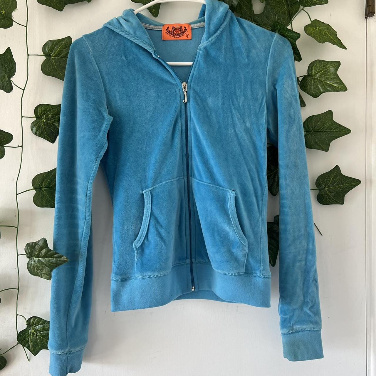 blue juicy zip up blue velour juicy couture zip up... - Depop