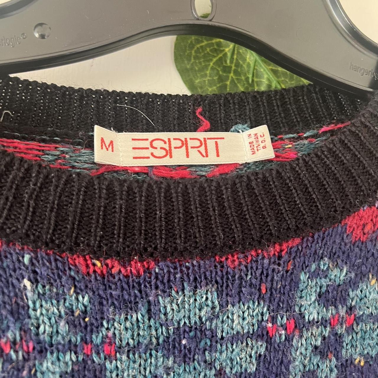 ESPRIT patterned sweater funky multicolored knit... Depop