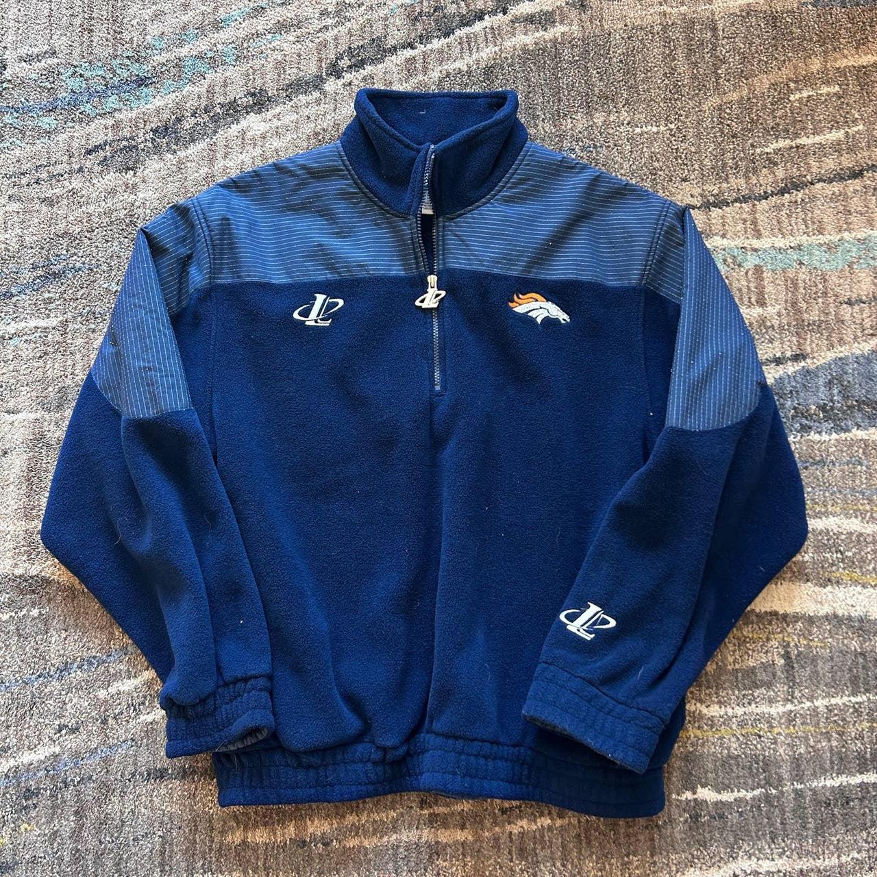 Vintage NFL Denver Broncos Hoodie Sweatshirt Full Zip Grey 