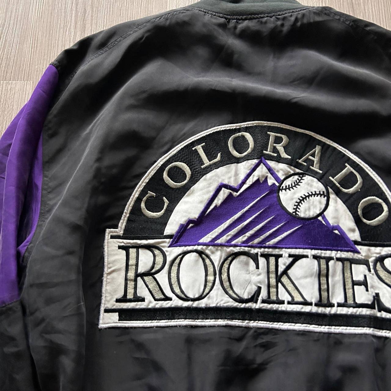 Colorado Rockies Mlb Baseball Black Purple Vintage Leather 
