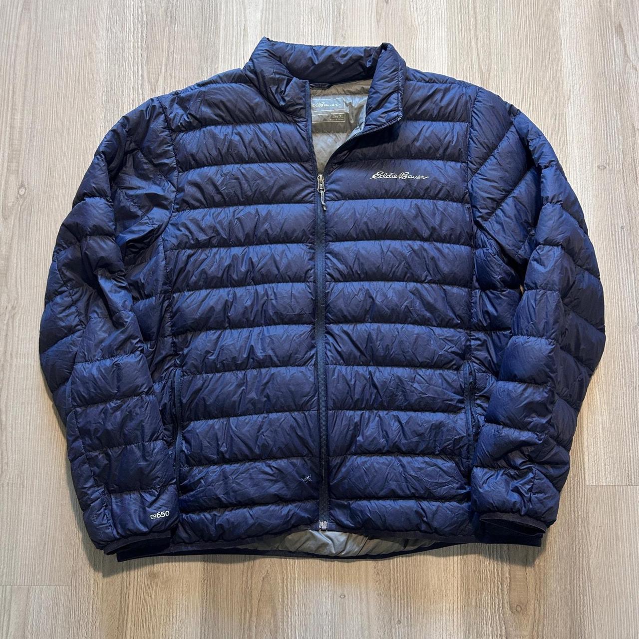 Men s Eddie Bauer EB 650 Fill Navy Blue Down Zip Up. Depop