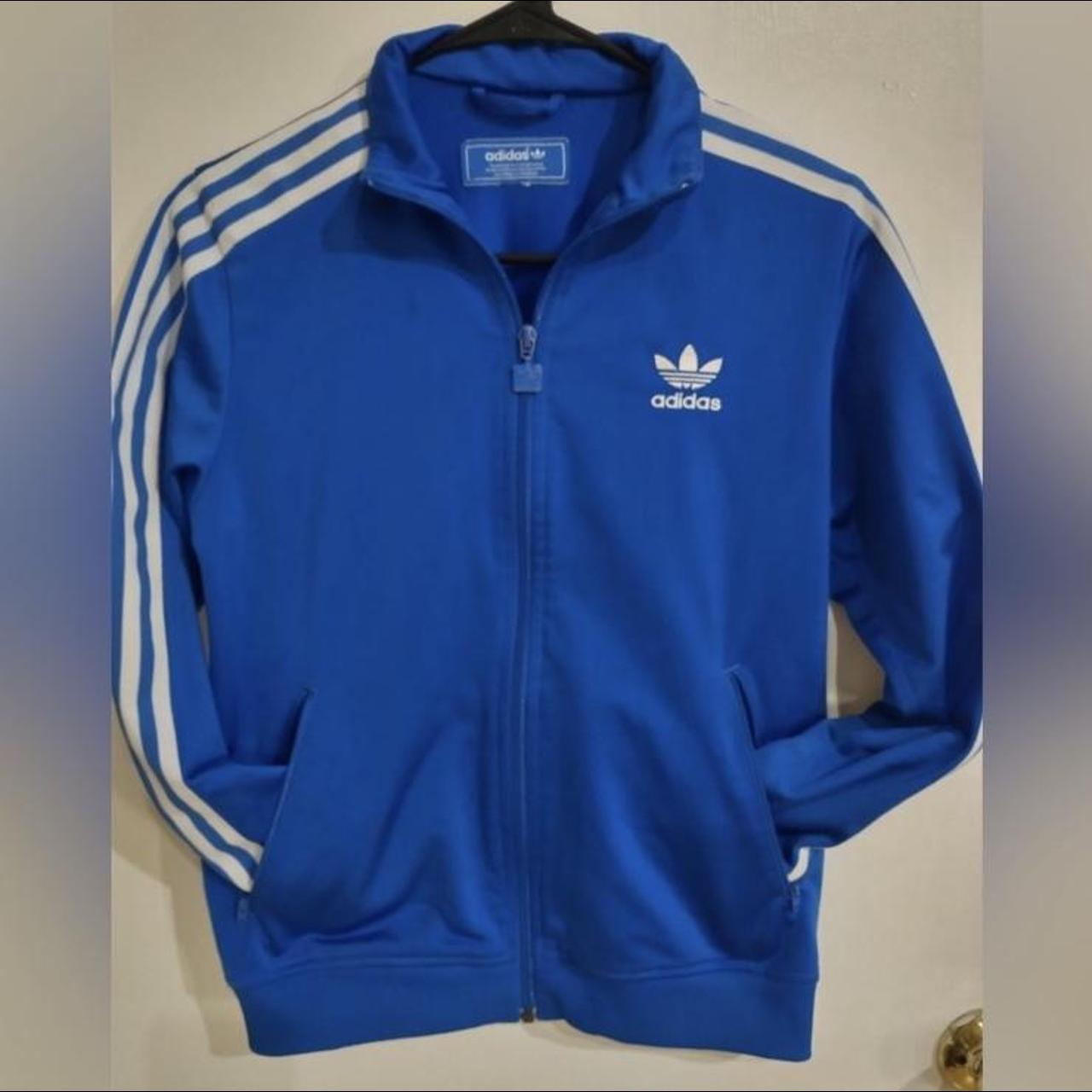 Blue Adidas Classic Zip Up Jacket- Youth Size... - Depop
