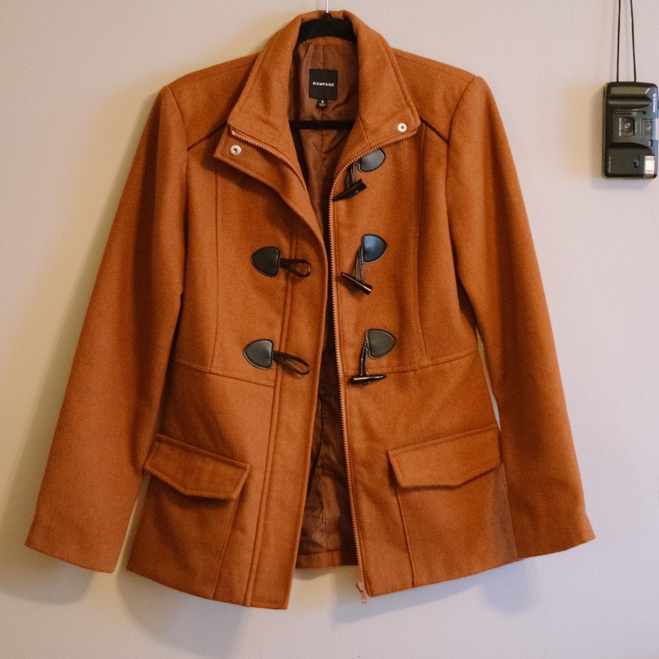 caramel peacoat with black toggle buttons ♠️ warm... Depop