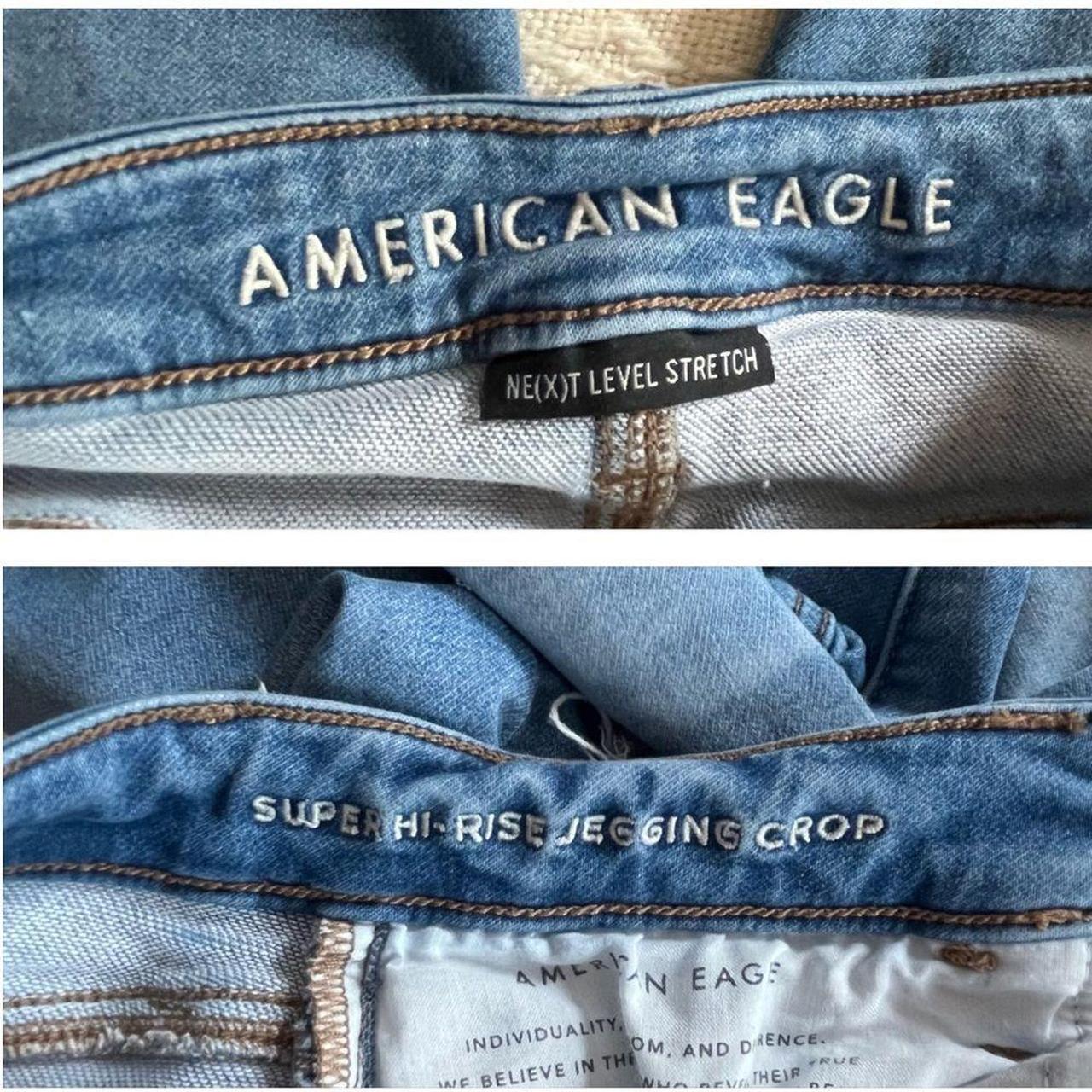 American Eagle Super Hi Rise Jegging Crop Distressed... - Depop