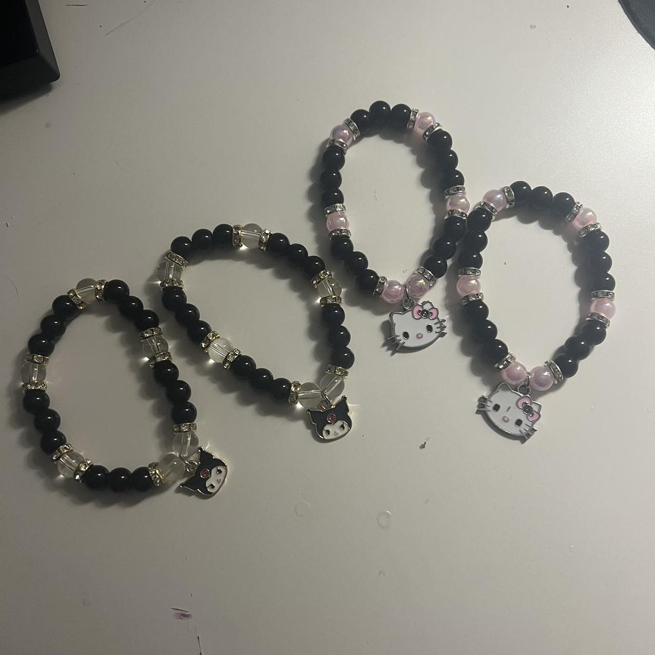 handmade kuromi x hello kitty bead bracelets by... - Depop