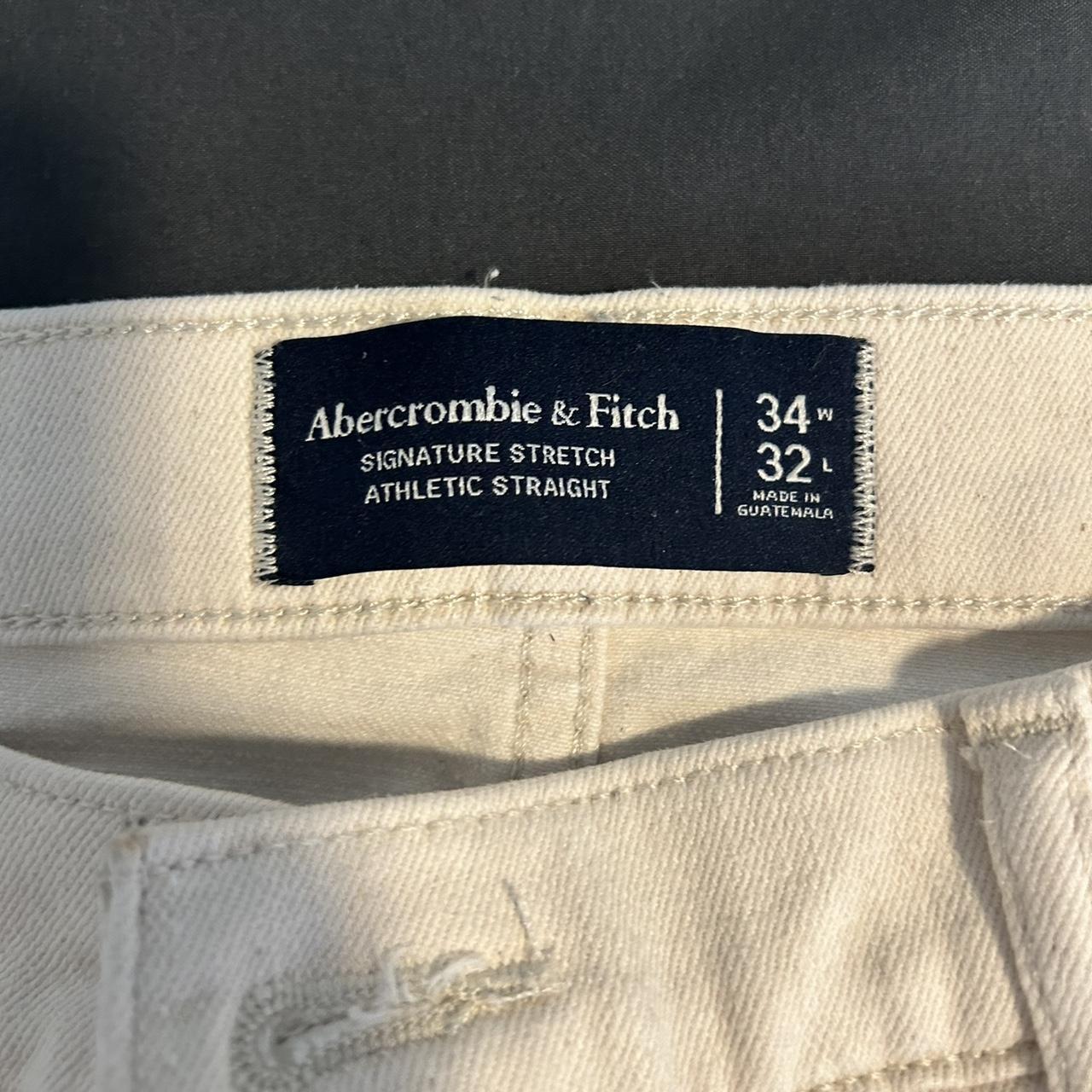 Abercrombie & Fitch Straight Leg Jeans - White 34W,... - Depop