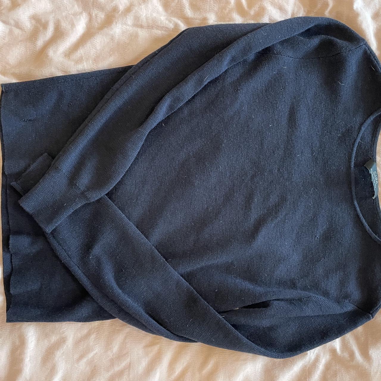 navy ribbed knitted sweater. super stetchy fits size... - Depop