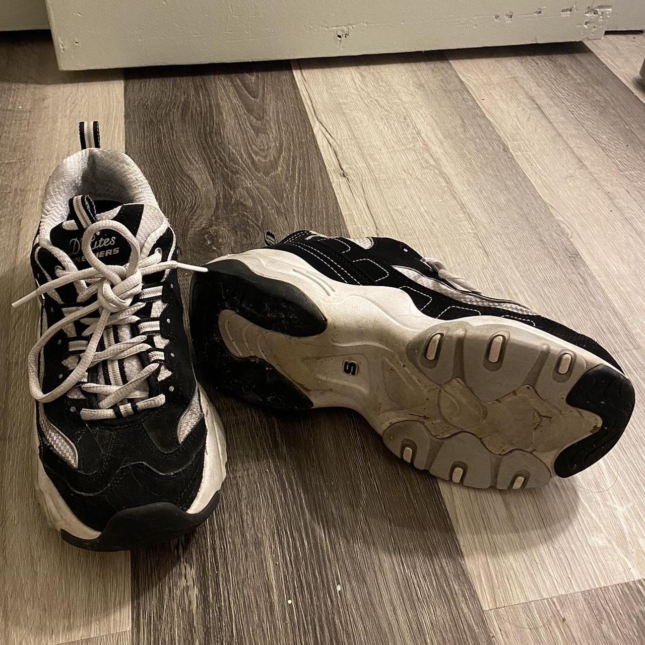 Sketchers D’Lites Black and white shoes size 8 but... - Depop