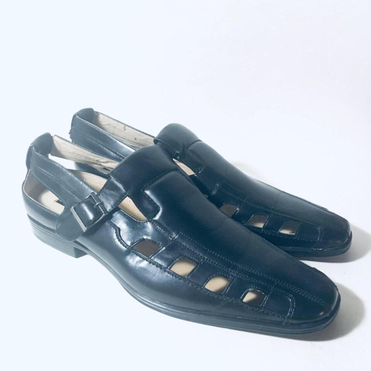 Stacy Adams Black Leather Dress Sandals 24731-001... - Depop