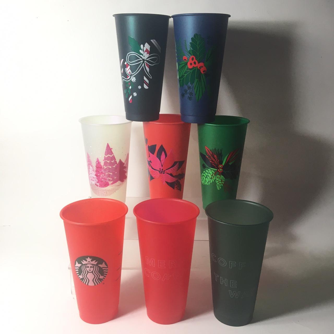 Red Reusable Cups 24 Oz Set of 5 Cups 