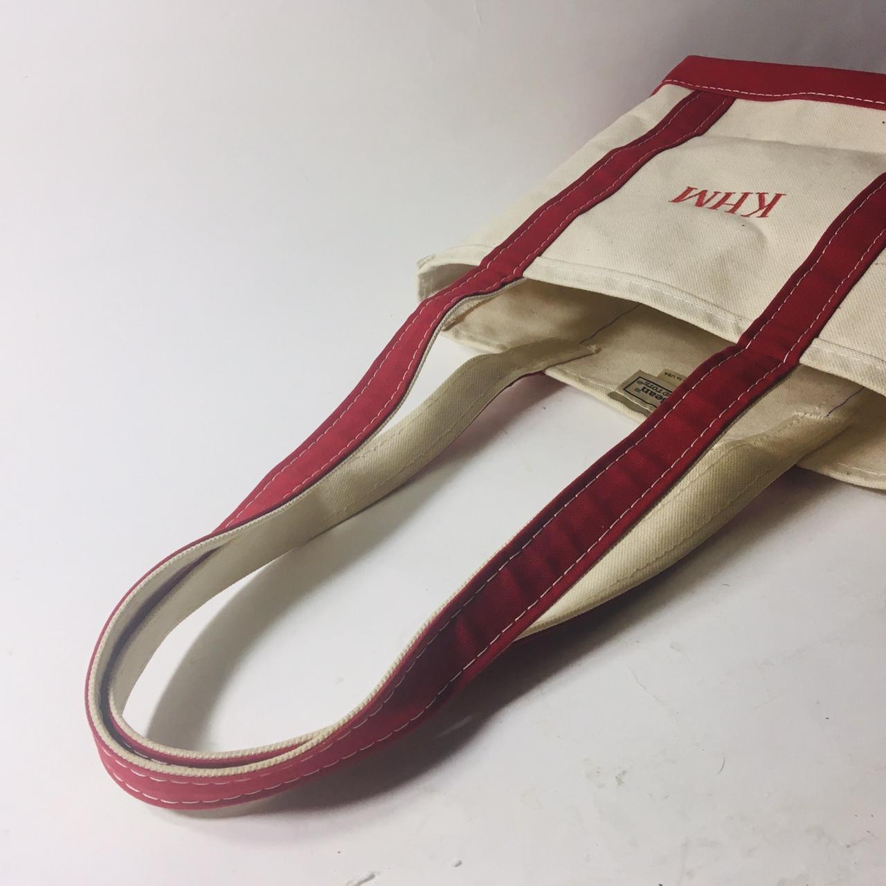 Vintage L.L. Bean Small Boat and Tote Canvas Tote Bag Ivory Red