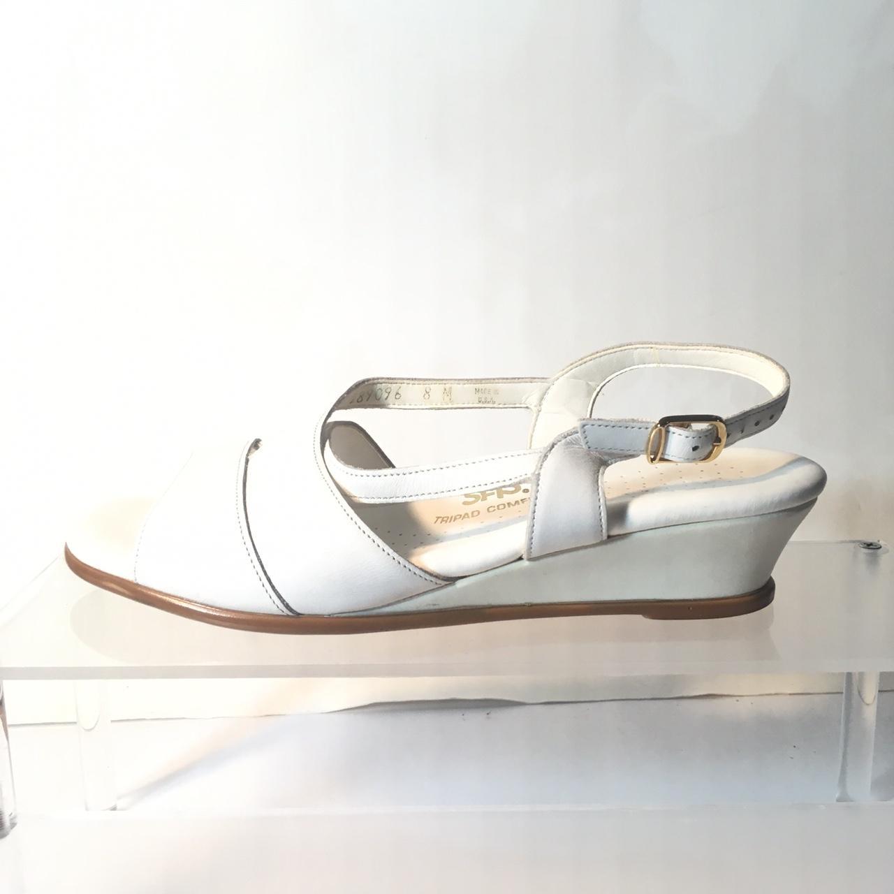 SAS Caress Sandals Wedge Slingback White Leather. Depop