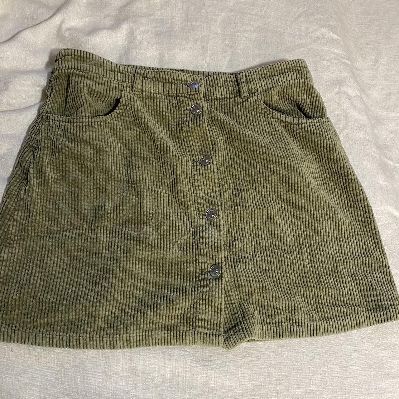 Green corduroy skirt zara best sale