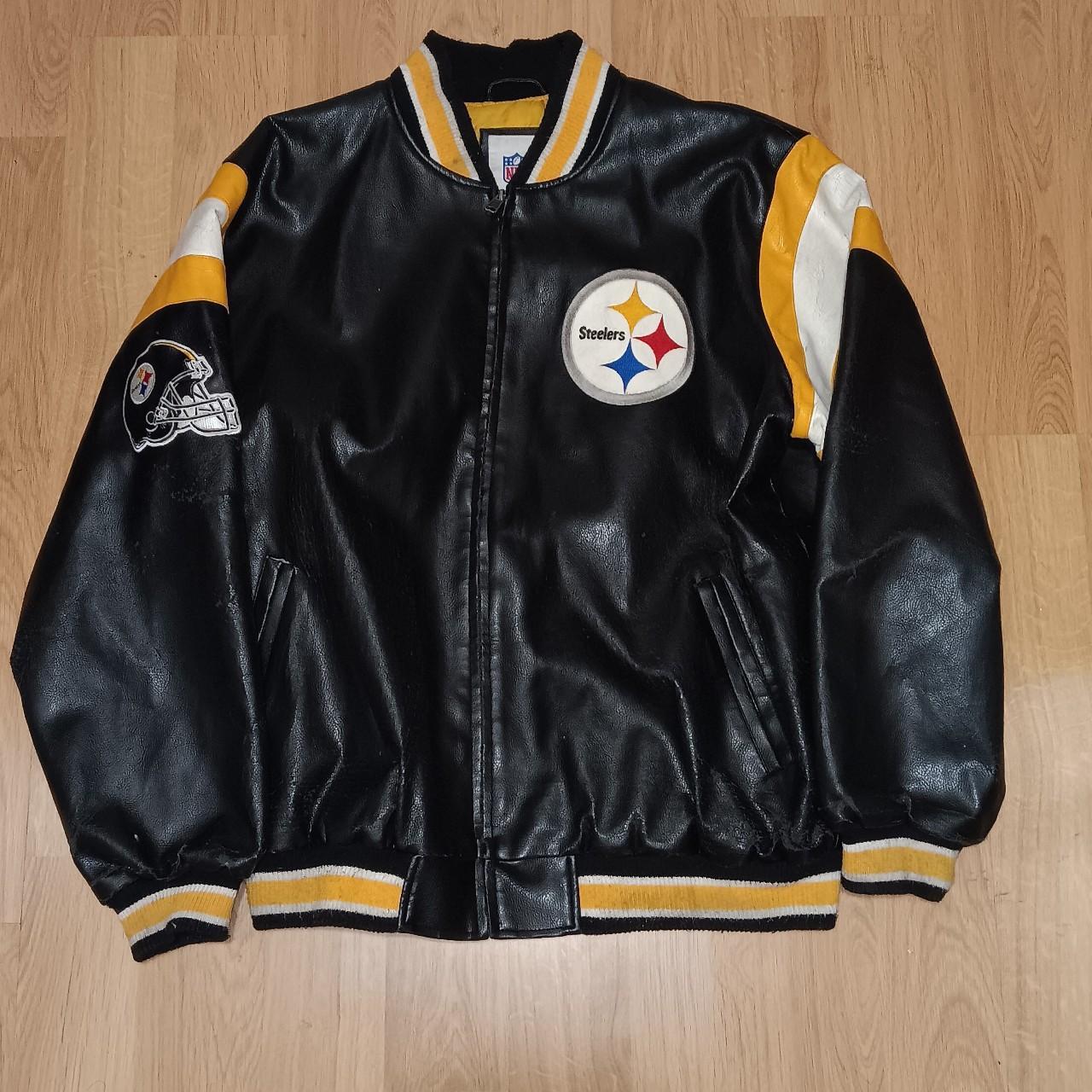 Vintage Pittsburgh Steelers NFL Faux Leather Mens XL Jacket Football #NFL  #PittsburghSteelers