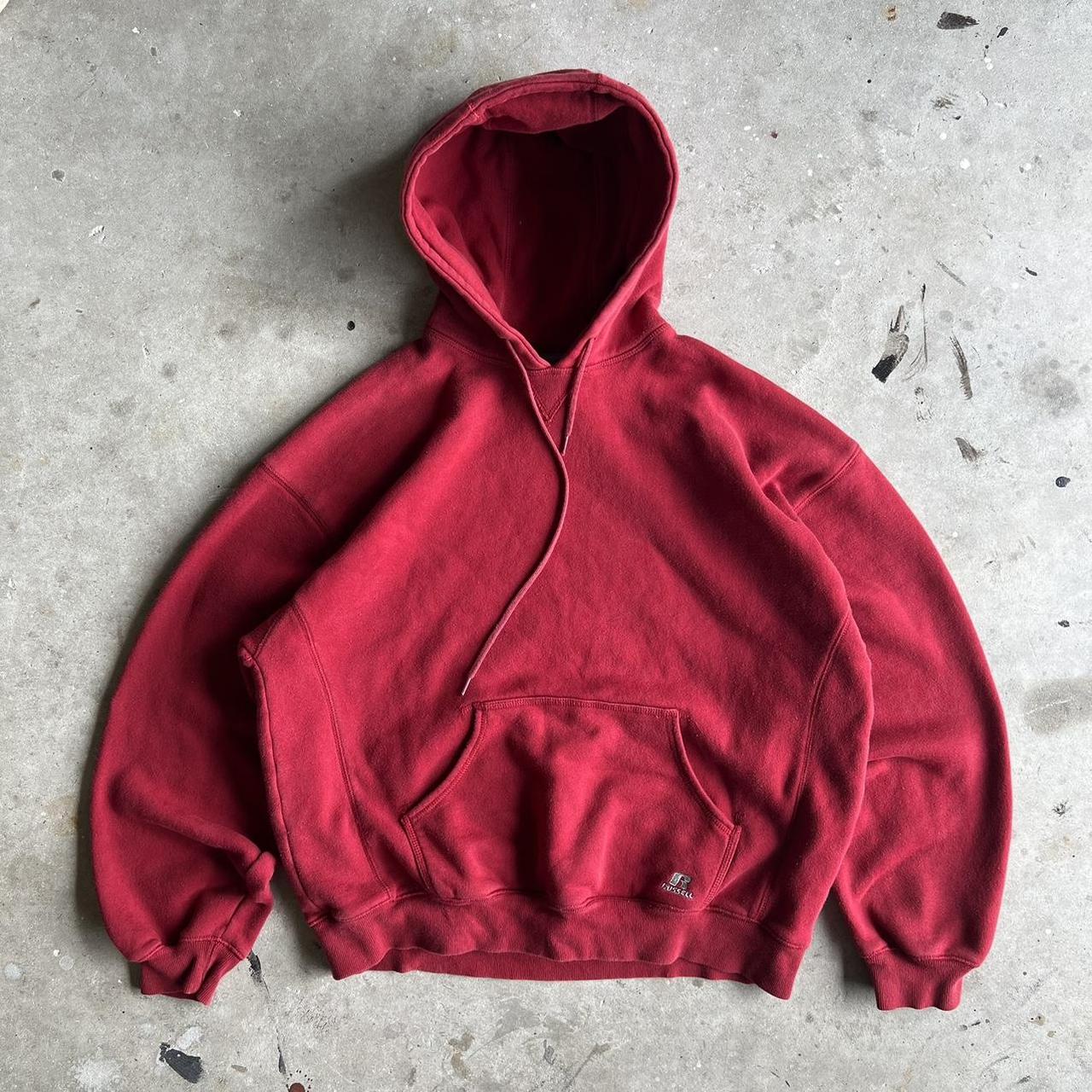 Vintage Y2K Russell athletic red hoodie. Chest: 25... - Depop