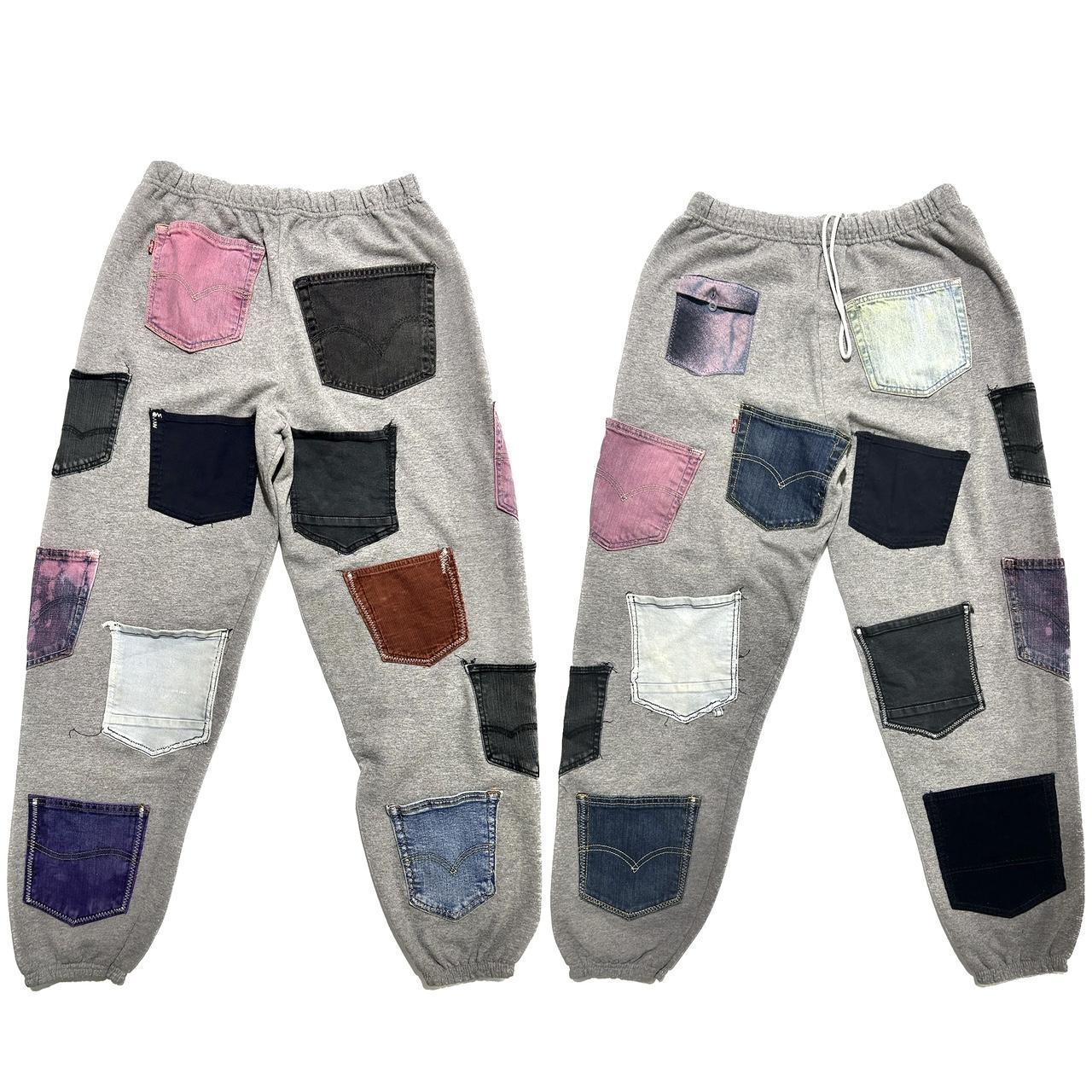 Hand made collage sweatpants mens fashion XL