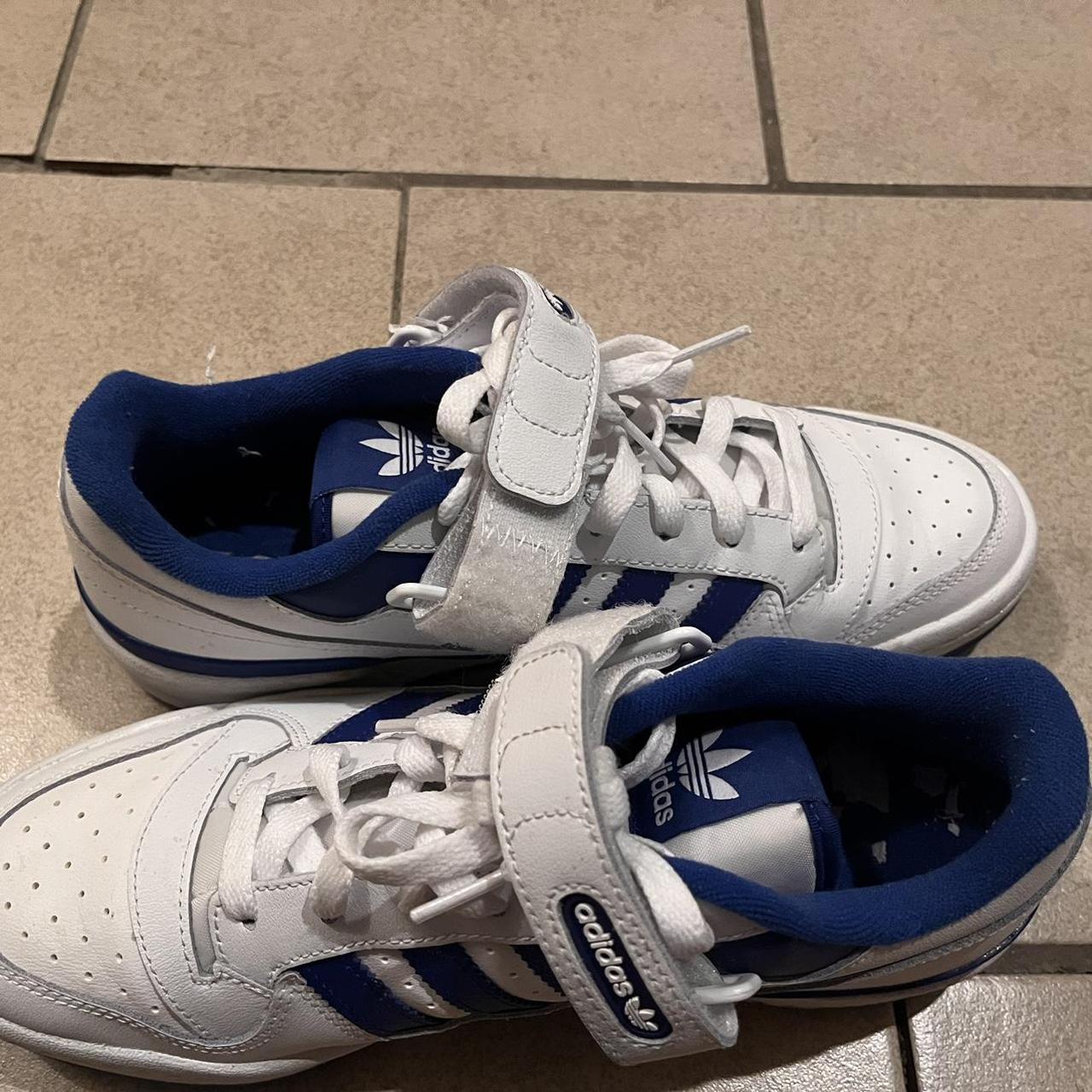 white and blue forum adidas, street wear - Depop