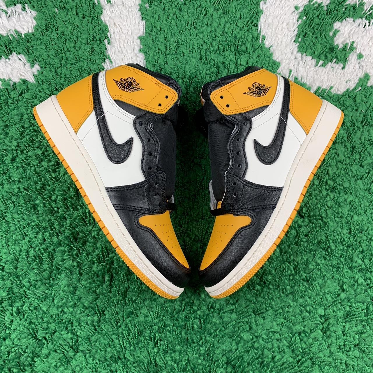 Air Jordan 1 Retro High OG GS Yellow Toe Taxi in a... - Depop