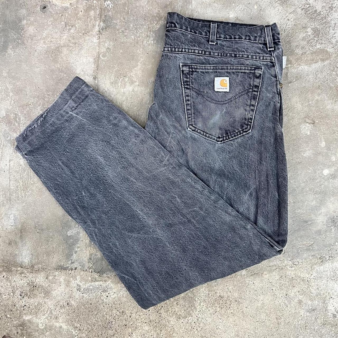 Carhartt Men's Black and Grey Jeans | Depop