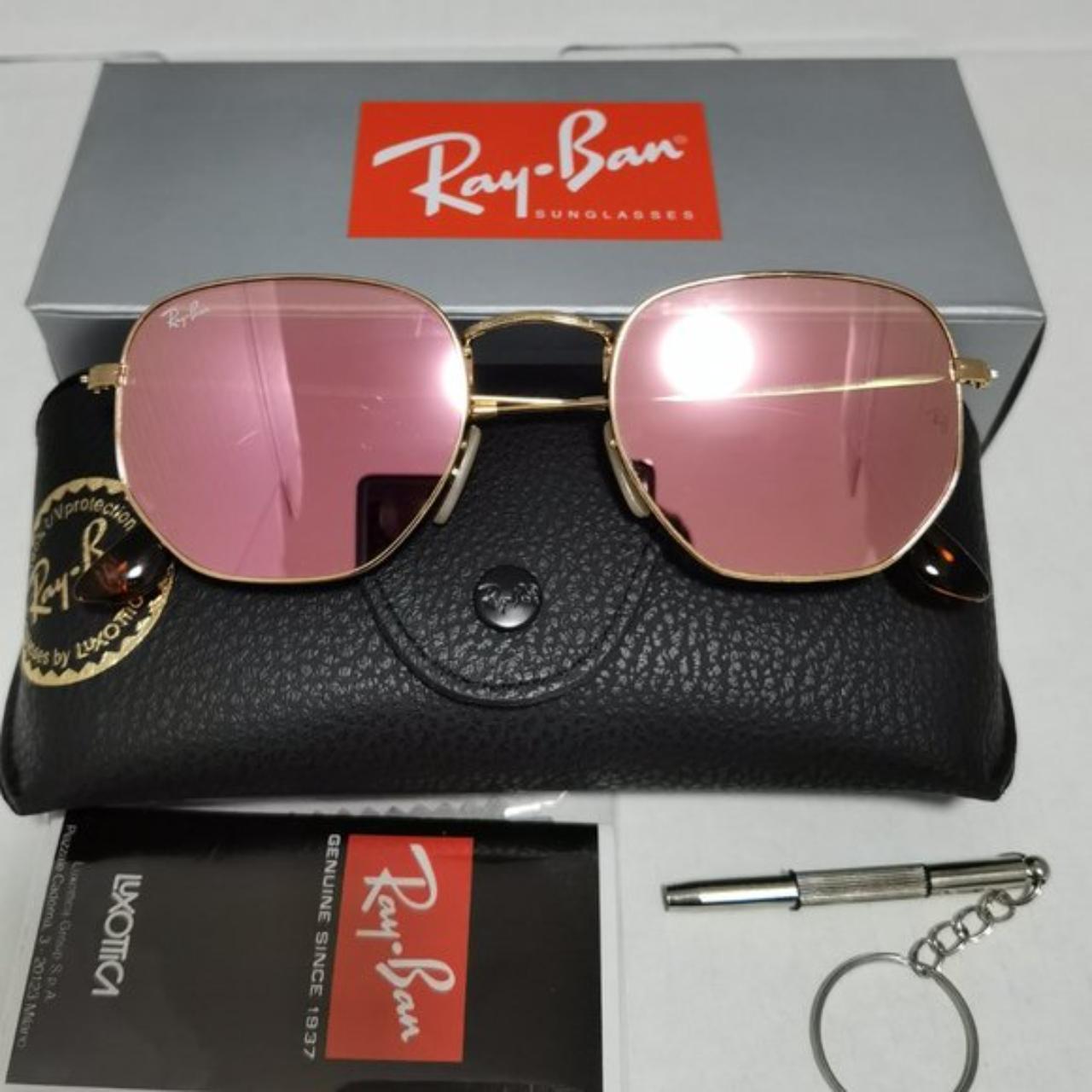 Ray ban 3548N hexagon rose gold lenses lens size shops 54mm